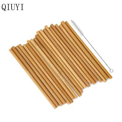 Natural organic disposable bamboo straw with clean brush